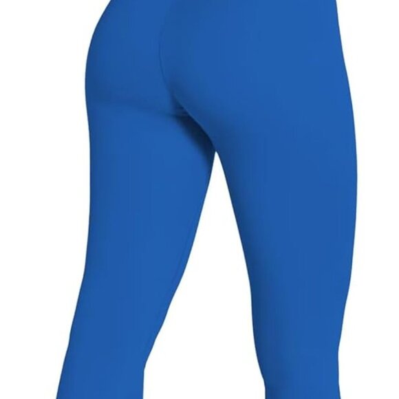 Women's Classic Blue Flare Yoga Pants with No Front Seam, High Waist, 30" Inseam - Picture 8 of 9